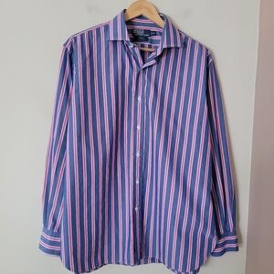 Vintage Polo Ralph Lauren Men's Button Down Regent Fit Preppy Striped Shirt 16.5